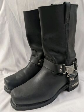 Milwaukee MB410 Black Leather Classic Harness Motorcycle Boots Mens Size 11.5 D